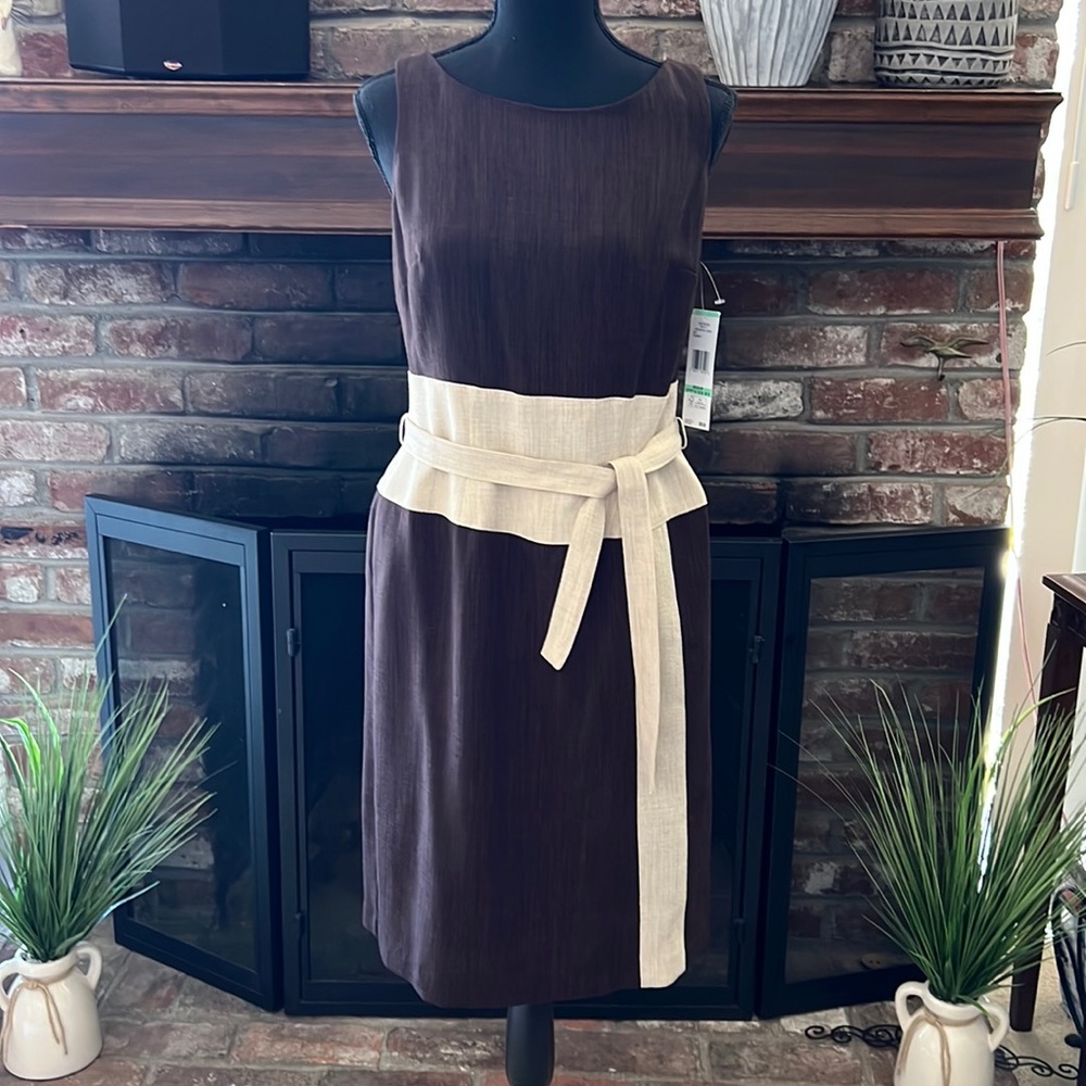 Kasper brown with beige 8p dress